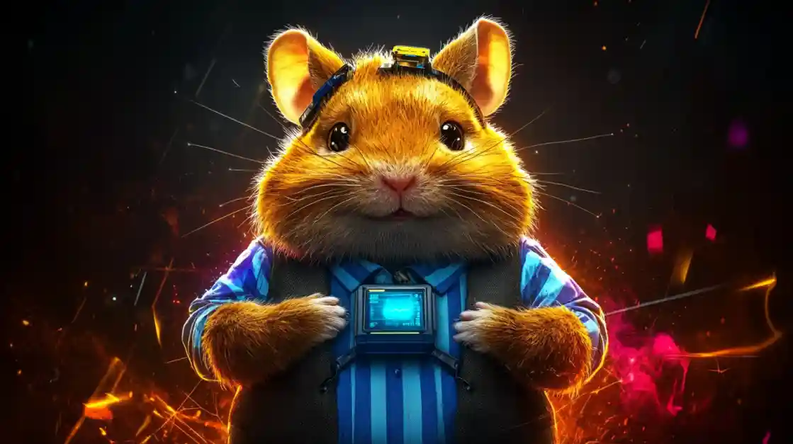 A cute and tech-savvy hamster character wearing a vest and a headset, representing the playful and innovative spirit of CK333.